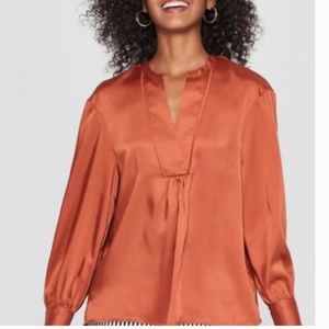 WHO WHAT WEAR V-Neck Blouse